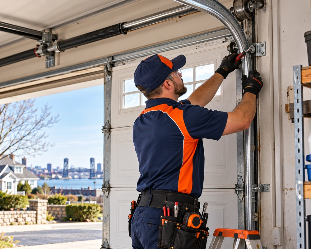 Garage door track repair